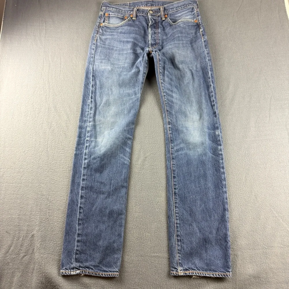 Levis 501 Jeans Men's 32x34 Blue Straight Leg Regular Fit Button Fly Medium Wash